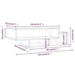 Berkfield Home Coffee Table Grey Sonoma 105x55x32 cm Engineered Wood - Size: 105 x 55 x 32 cm - thumbnail 6
