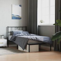 Berkfield Home Metal Bed Frame with Headboard Black 80x200 cm - thumbnail 1