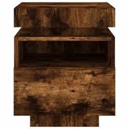 Berkfield Home Decorative Bedside Cabinets with LED Lights 2 pcs Smoked Oak 40x3 in Brown - thumbnail 8