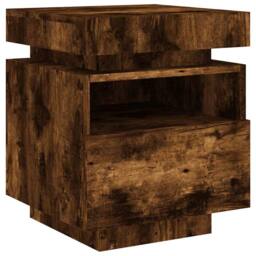 Berkfield Home Decorative Bedside Cabinets with LED Lights 2 pcs Smoked Oak 40x3 in Brown - thumbnail 6