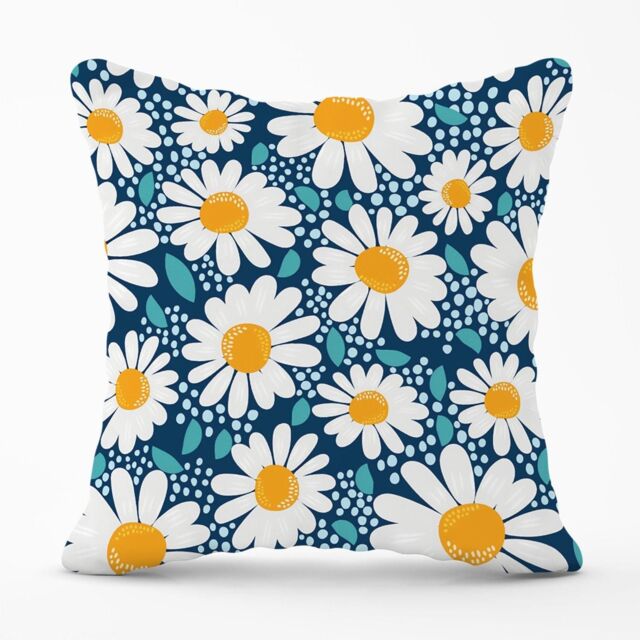 Warren Reed - Designer Camomile Flowers Outdoor Cushion in Blue - Size: 60 cm x 60 cm - image 1