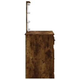 Berkfield Home Dressing Table with LED Lights Smoked Oak 90x42x132.5 cm in Brown - thumbnail 6