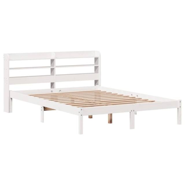 Berkfield Home Beautiful Bed Frame without Mattress White 135x190 cm Double Soli - image 1