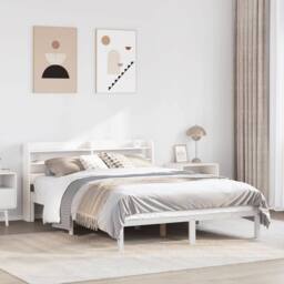 Berkfield Home Beautiful Bed Frame without Mattress White 135x190 cm Double Soli - thumbnail 2