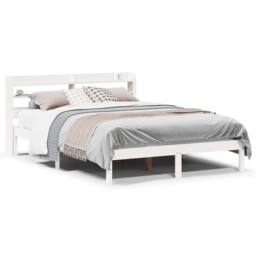 Berkfield Home Beautiful Bed Frame without Mattress White 135x190 cm Double Soli - thumbnail 3