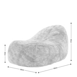 icon Soho Faux Fur Bean Bag Lounger Natural Giant Bean Bag Chair in Light Grey - thumbnail 7