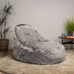 icon Soho Faux Fur Bean Bag Lounger Natural Giant Bean Bag Chair in Light Grey - thumbnail 2