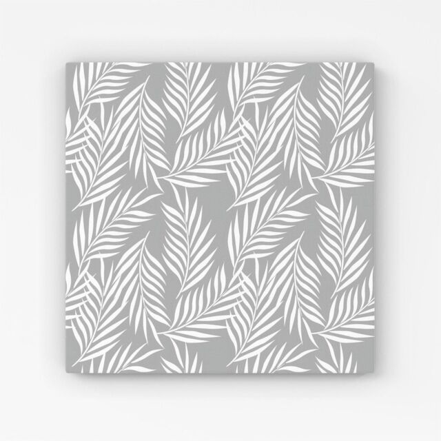 Warren Reed - Designer Palm Tree Leaves Canvas in Grey - Size: w40 inch x h40 inch - image 1