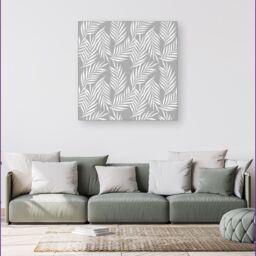 Warren Reed - Designer Palm Tree Leaves Canvas in Grey - Size: w40 inch x h40 inch - thumbnail 4