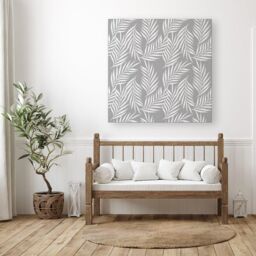 Warren Reed - Designer Palm Tree Leaves Canvas in Grey - Size: w40 inch x h40 inch - thumbnail 3