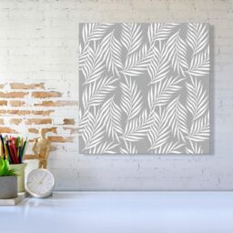 Warren Reed - Designer Palm Tree Leaves Canvas in Grey - Size: w40 inch x h40 inch - thumbnail 2