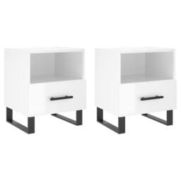 Berkfield Home Modern Bedside Cabinets 2 pcs High Gloss White 40x35x47.5 cm Engi - thumbnail 3
