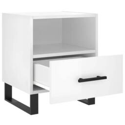 Berkfield Home Modern Bedside Cabinets 2 pcs High Gloss White 40x35x47.5 cm Engi - thumbnail 5