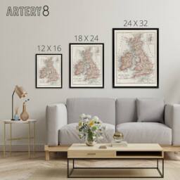 "Artery8 1900 British Isles Map Rand Mcnally Black Framed Canvas Art Print in White - Size: W12"" x H16""" - thumbnail 4