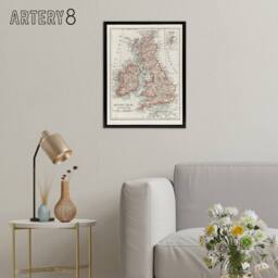 "Artery8 1900 British Isles Map Rand Mcnally Black Framed Canvas Art Print in White - Size: W12"" x H16""" - thumbnail 3
