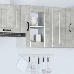 Berkfield Home Kitchen Wall Cabinet with Glass Door Lucca Concrete Grey - thumbnail 4