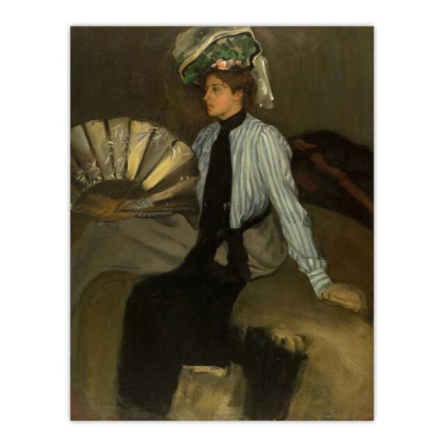 "Artery8 Alfred Henry Maurer Young Woman With Fan Wall Art Print in Brown - Size: W12"" x H16""" - image 1
