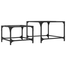 Berkfield Home Nesting Coffee Tables 2 pcs with Transparent Glass Top Steel in Brown - thumbnail 6