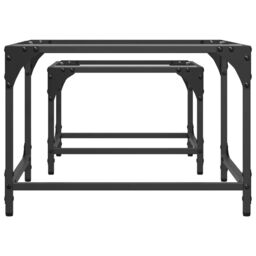 Berkfield Home Nesting Coffee Tables 2 pcs with Transparent Glass Top Steel in Brown - thumbnail 5