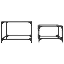 Berkfield Home Nesting Coffee Tables 2 pcs with Transparent Glass Top Steel in Brown - thumbnail 4