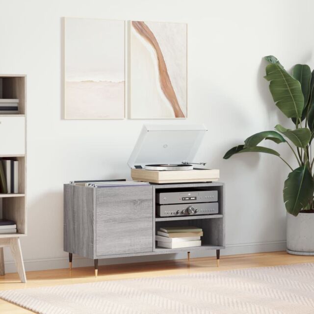 Berkfield Home Record Cabinet Grey Sonoma 85x38x48 cm Engineered Wood - Size: 85 x 38 x 48 cm - image 1