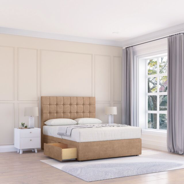 "Sloomy Alabama Naples Bed Set With No Drawers Mattress & 54"" Headboard in Light Sand - Size: Single" - image 1