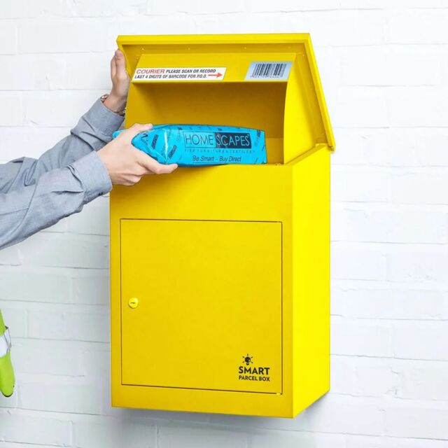 Homescapes Smart Parcel Box® Medium Front Access Secure Delivery Box in Yellow - image 1