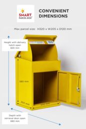 Homescapes Smart Parcel Box® Medium Front Access Secure Delivery Box in Yellow - thumbnail 9