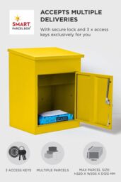 Homescapes Smart Parcel Box® Medium Front Access Secure Delivery Box in Yellow - thumbnail 5