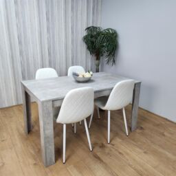 KOSY KOALA Wooden Rectangle Dining Table Set With 4 white Gem Pattern Chairs Dining Room Furniture in Brown - thumbnail 2