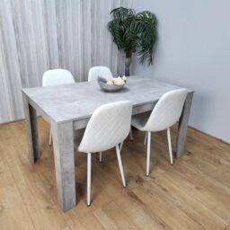 KOSY KOALA Wooden Rectangle Dining Table Set With 4 white Gem Pattern Chairs Dining Room Furniture in Brown - thumbnail 7