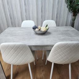 KOSY KOALA Wooden Rectangle Dining Table Set With 4 white Gem Pattern Chairs Dining Room Furniture in Brown - thumbnail 6