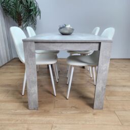 KOSY KOALA Wooden Rectangle Dining Table Set With 4 white Gem Pattern Chairs Dining Room Furniture in Brown - thumbnail 3