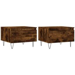 Berkfield Home Modern Coffee Tables 2 pcs Smoked Oak 50x46x35 cm Engineered Wood in Brown - Size: 50 x 46 x 35 cm - thumbnail 3