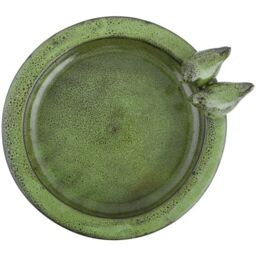 Primrose Glazed Ceramic Pedestal Outdoor Garden Bird Bath in Green - thumbnail 3