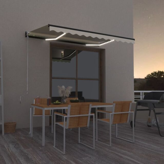 Berkfield Home Manual Retractable Awning with LED 350x250 cm Yellow & White - image 1