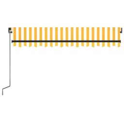 Berkfield Home Manual Retractable Awning with LED 350x250 cm Yellow & White - thumbnail 4