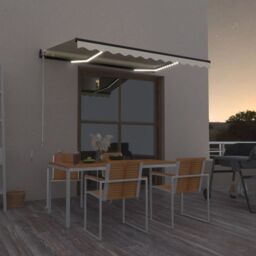 Berkfield Home Manual Retractable Awning with LED 350x250 cm Yellow & White