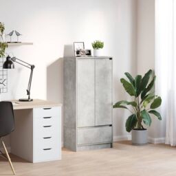 Berkfield Home Cabinet with Drawer Concrete Grey 55.5x34x119.5 cm Engineered Wood - thumbnail 1