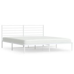 Berkfield Home Metal Bed Frame with Headboard White 200x200 cm - thumbnail 2