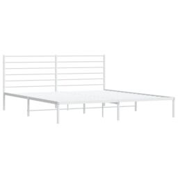 Berkfield Home Metal Bed Frame with Headboard White 200x200 cm - thumbnail 5