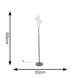 ValueLights Velika 3 Arm Opaque Globe Floor Lamp Light in Silver - thumbnail 6