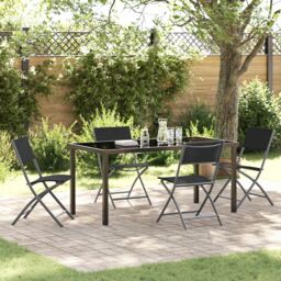 Berkfield Home 5 Piece Garden Dining Set Black Textilene & Steel