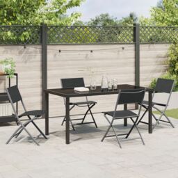 Berkfield Home 5 Piece Garden Dining Set Black Textilene & Steel - thumbnail 4