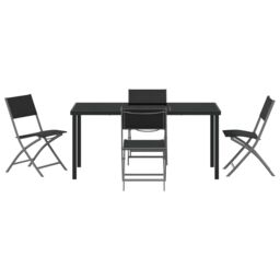 Berkfield Home 5 Piece Garden Dining Set Black Textilene & Steel - thumbnail 7