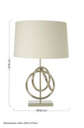 Orsina Wall Lamp With Interlinked Ring Design, High Gloss Nickel Finish With White Fabric Shade, Wall Light in Silver - thumbnail 2
