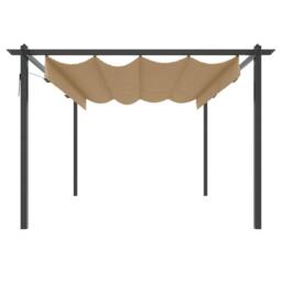 Berkfield Home Sturdy Garden Gazebo with Retractable Roof 4x3 m Taupe in Beige