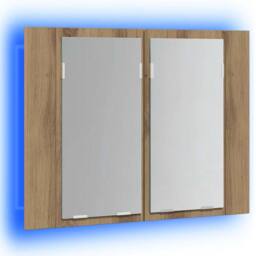 Berkfield Home LED Mirror Cabinet Artisan Oak 60x12x45 cm Engineered Wood in Brown - Size: 60 x 12 x 45 cm - thumbnail 4