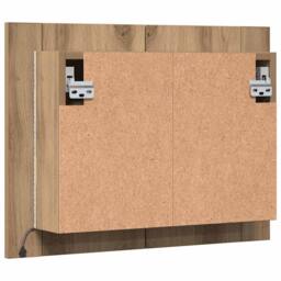 Berkfield Home LED Mirror Cabinet Artisan Oak 60x12x45 cm Engineered Wood in Brown - Size: 60 x 12 x 45 cm - thumbnail 9
