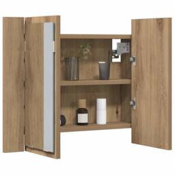 Berkfield Home LED Mirror Cabinet Artisan Oak 60x12x45 cm Engineered Wood in Brown - Size: 60 x 12 x 45 cm - thumbnail 5